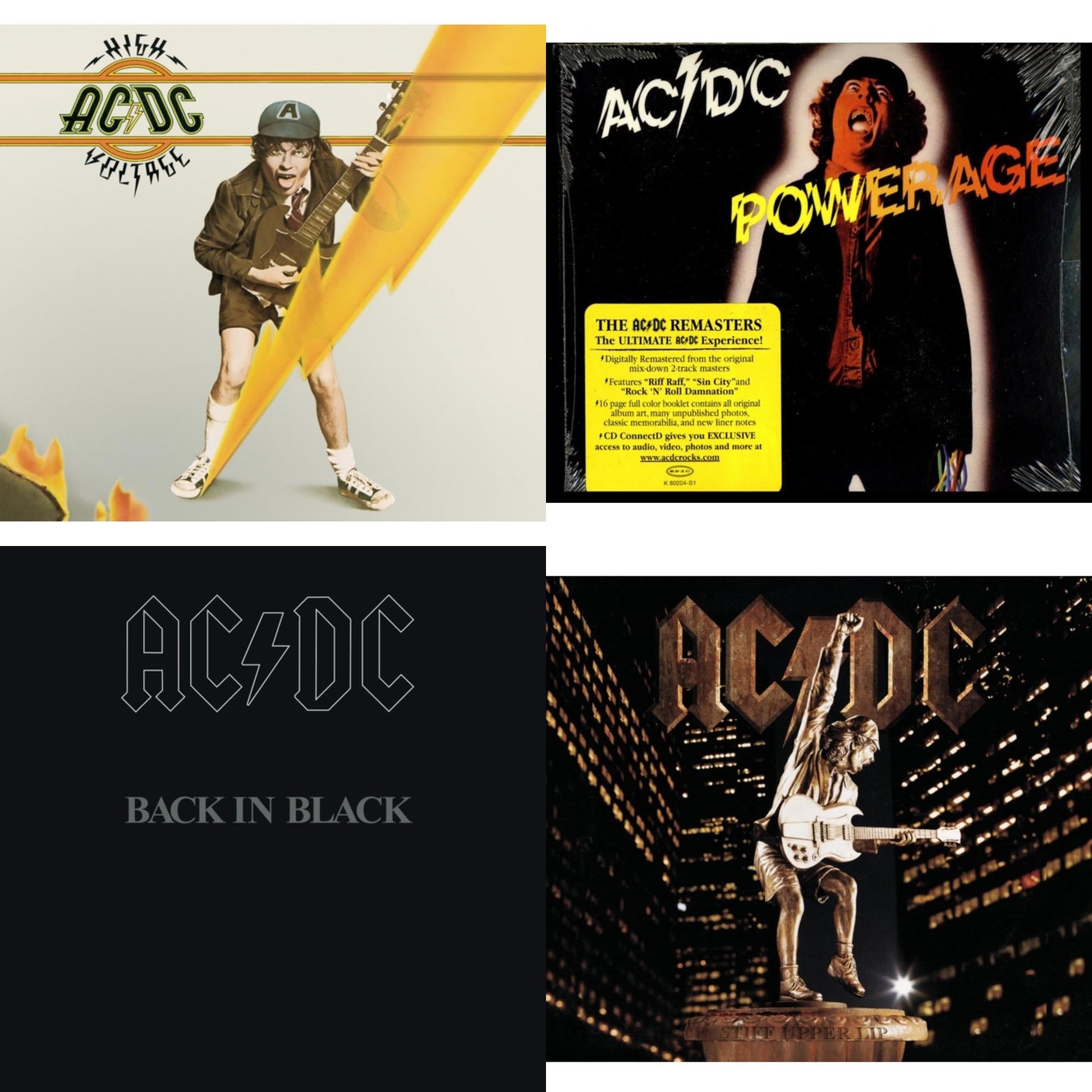 Ac/Dc - High Voltage & Powerage & Back In Black & Stiff Upper Lip - CD Bundle