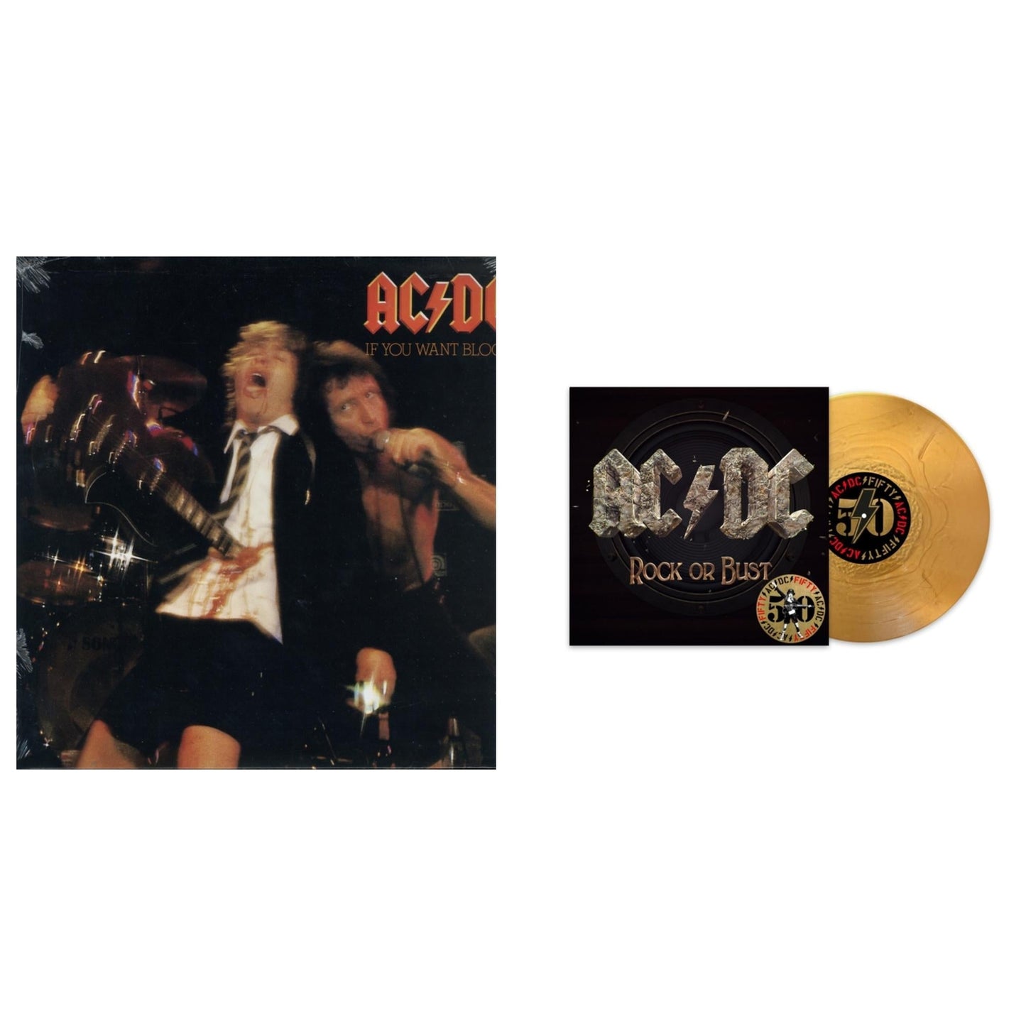 Ac/Dc - If You Want Blood You've Got It (180G) & Rock Or Bust (50Th Anniversary/Gold Color LP Vinyl)