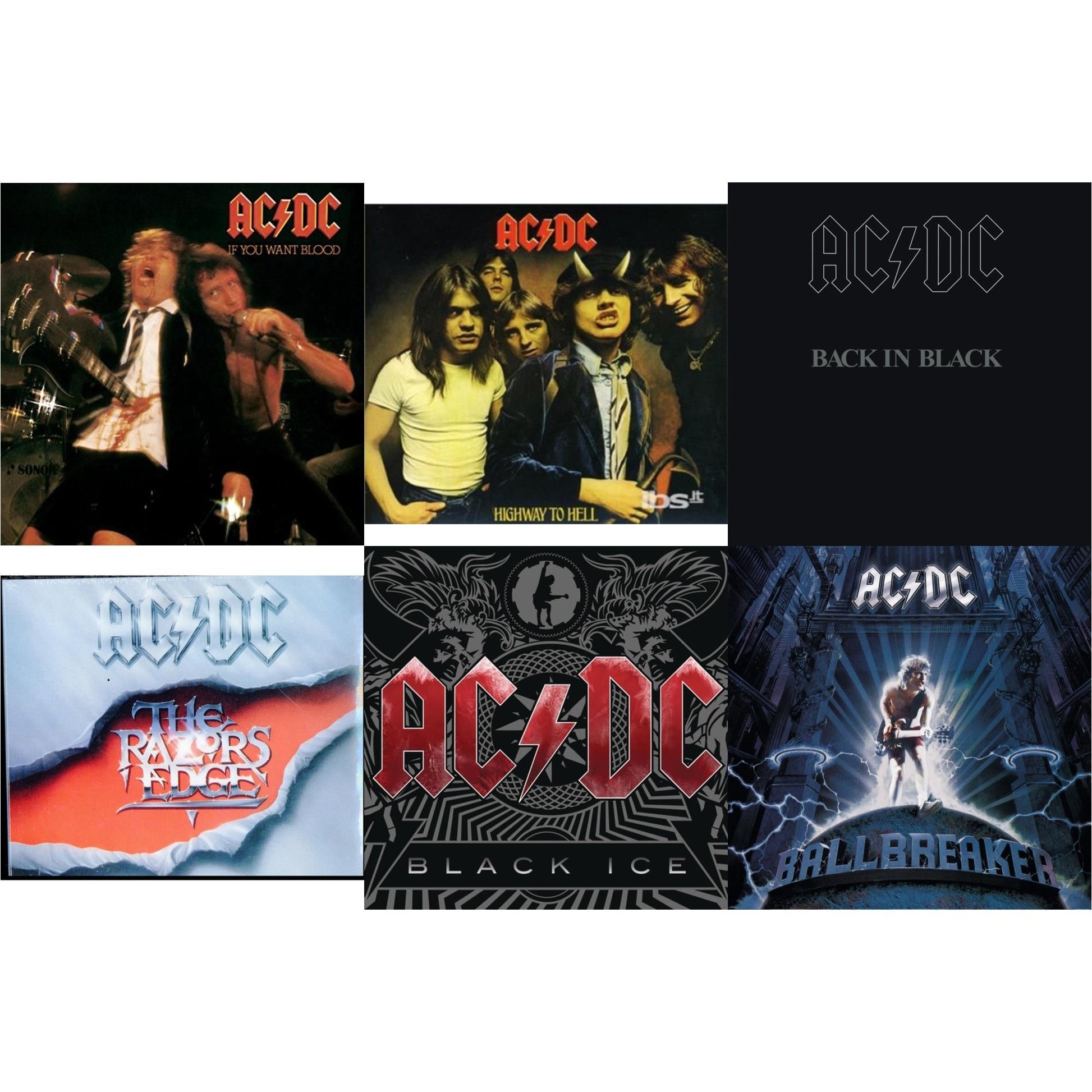 Ac/Dc - If You Want Blood You've Got It & Highway To Hell & Back In Black & Razor's Edge & Black Ice & Ballbreaker - CD Bundle