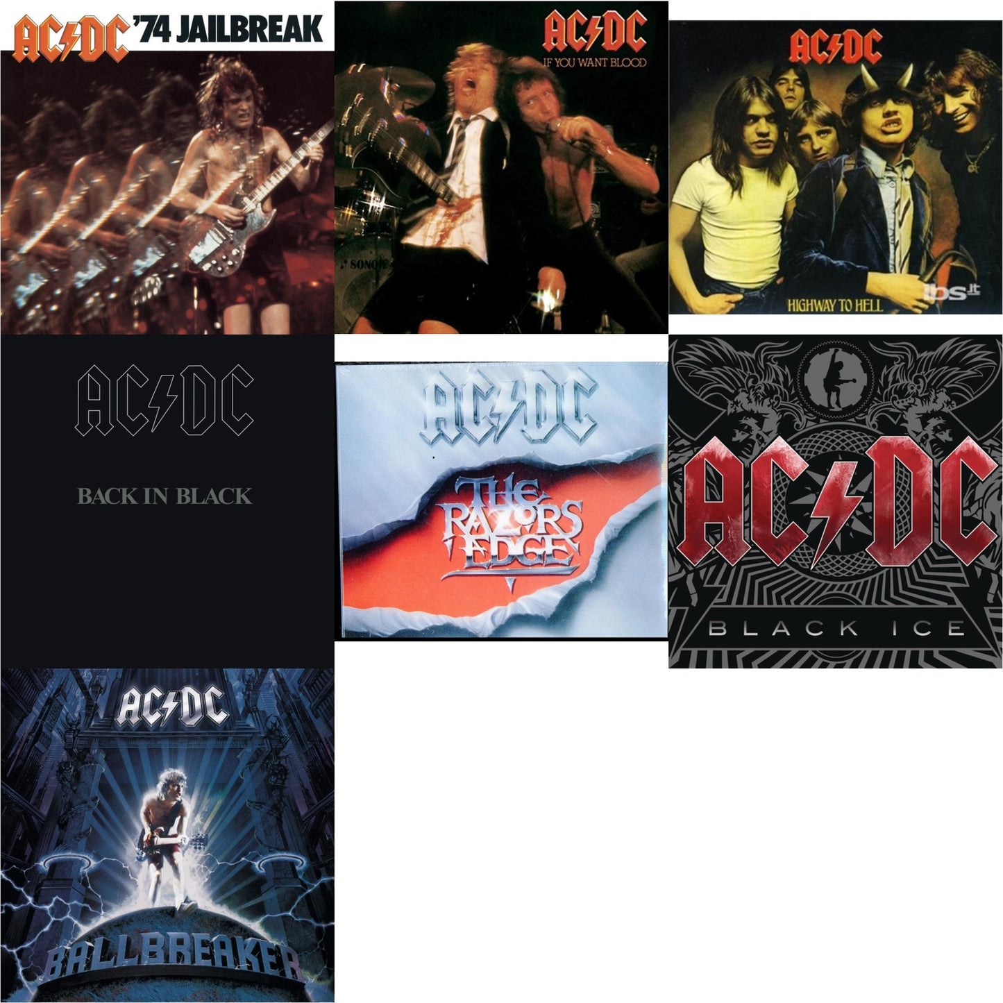Ac/Dc - 74 Jailbreak & If You Want Blood You've Got It & Highway To Hell & Back In Black & Razor's Edge & Black Ice & Ballbreaker - CD Bundle
