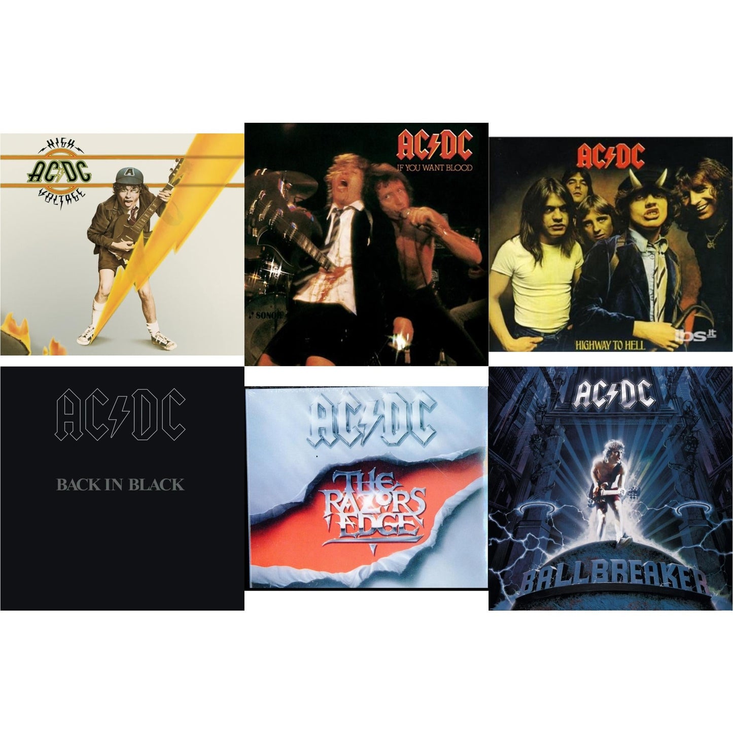 Ac/Dc - High Voltage & If You Want Blood You've Got It & Highway To Hell & Back In Black & Razor's Edge & Ballbreaker - CD Bundle