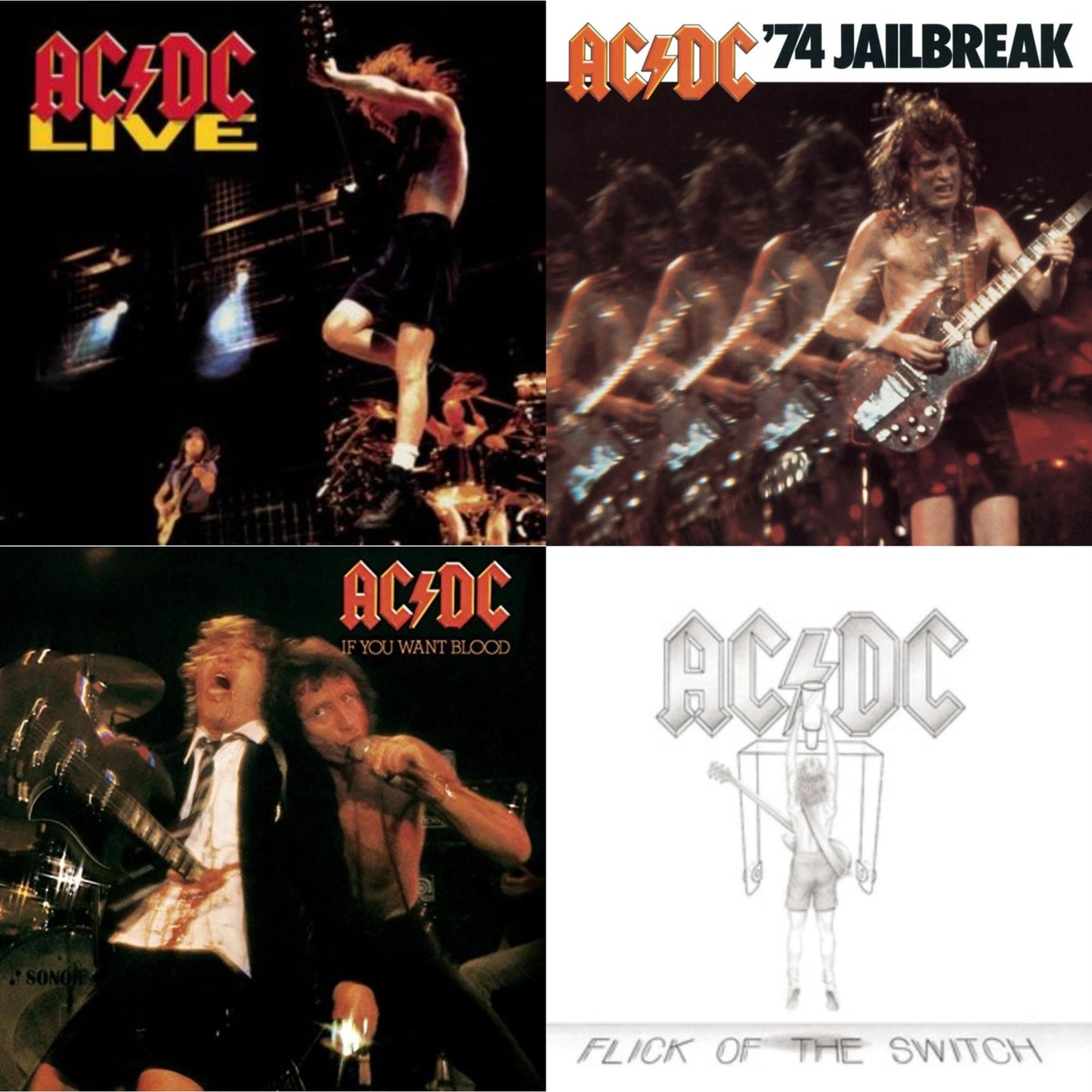 Ac/Dc - 74 Jailbreak & If You Want Blood You've Got It & Flick Of The Switch & Live - CD Bundle