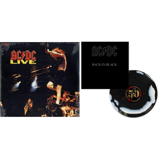 Ac/Dc - Back In Black (Black/White Blend LP Vinyl) & Live (2LP/180G)