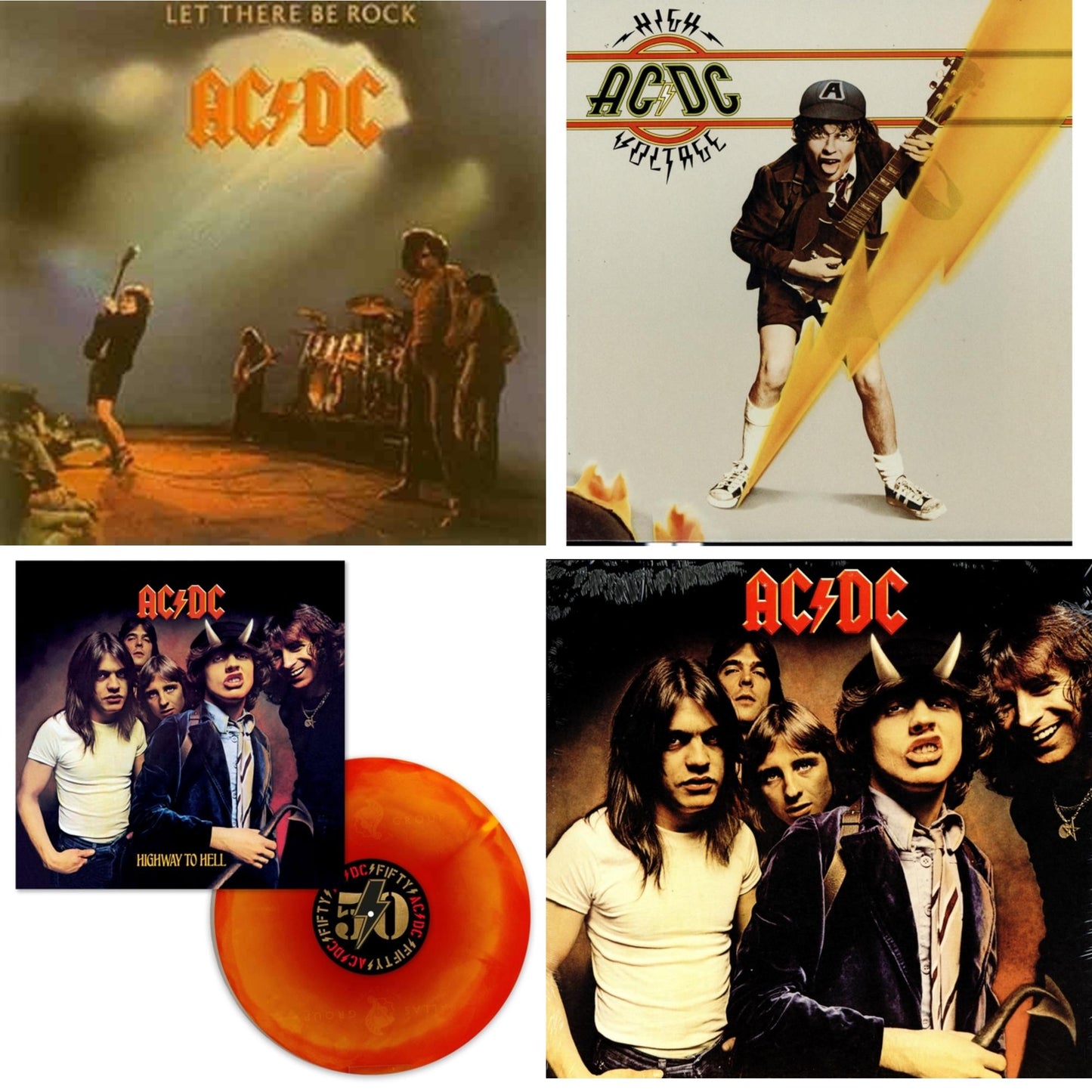 Ac/Dc - Highway To Hell (Orange Blend LP Vinyl) & High Voltage (180G) & Let There Be Rock (180G) & Highway To Hell (180G)