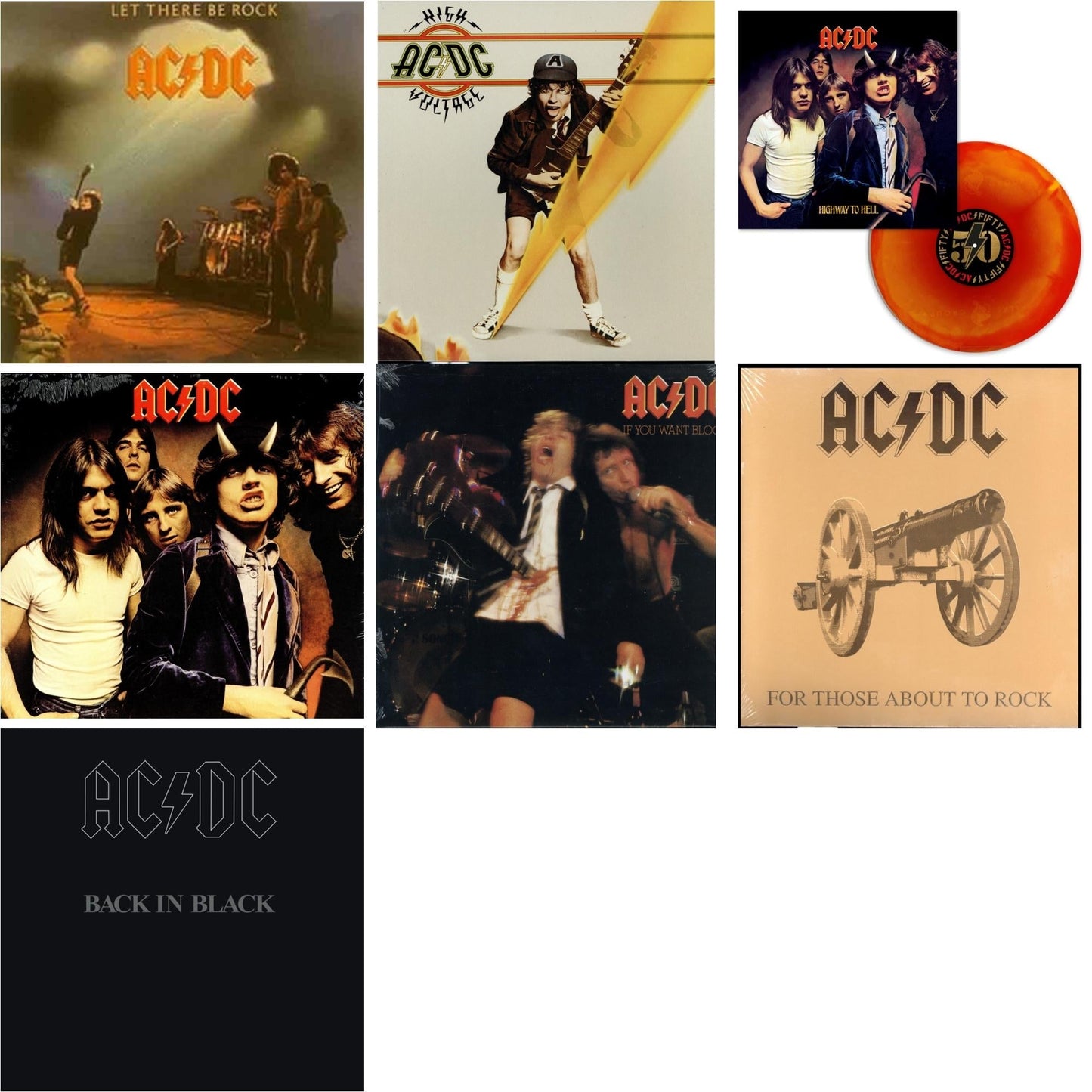 Ac/Dc - Highway To Hell (Orange Blend LP Vinyl) & High Voltage (180G) & Let There Be Rock (180G) & If You Want Blood You've Got It (180G) & Highway To Hell (180G) & Back In Black (180G) & For Those About To Rock (180G)