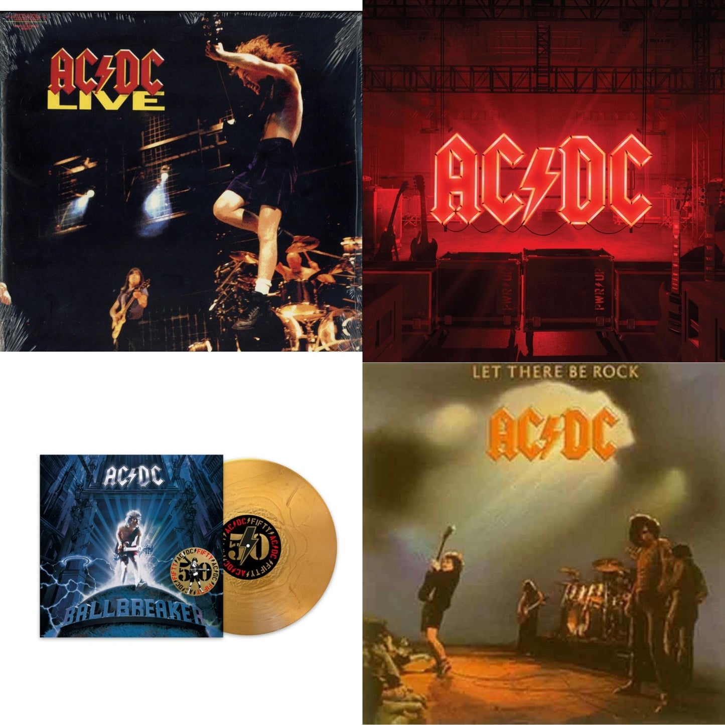 Ac/Dc - Power Up (180G/Gatefold Jacket/Inner Sleeve) & Ballbreaker (50Th Anniversary/Gold Color LP Vinyl) & Let There Be Rock (180G) & Live (2LP/180G)
