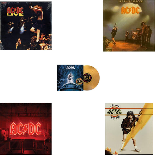 Ac/Dc - Power Up (180G/Gatefold Jacket/Inner Sleeve) & Ballbreaker (50Th Anniversary/Gold Color LP Vinyl) & High Voltage (180G) & Let There Be Rock (180G) & Live (2LP/180G)