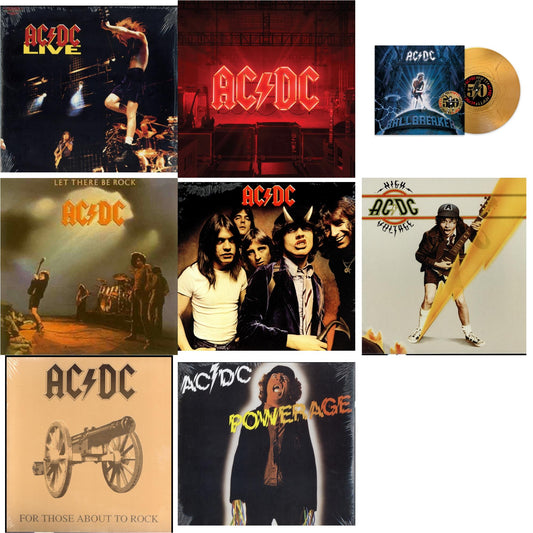 Ac/Dc - Power Up (180G/Gatefold Jacket/Inner Sleeve) & Ballbreaker (50Th Anniversary/Gold Color LP Vinyl) & High Voltage (180G) & Let There Be Rock (180G) & Powerage (180G) & Highway To Hell (180G) & For Those About To Rock (180G) & Live (2LP/180G)