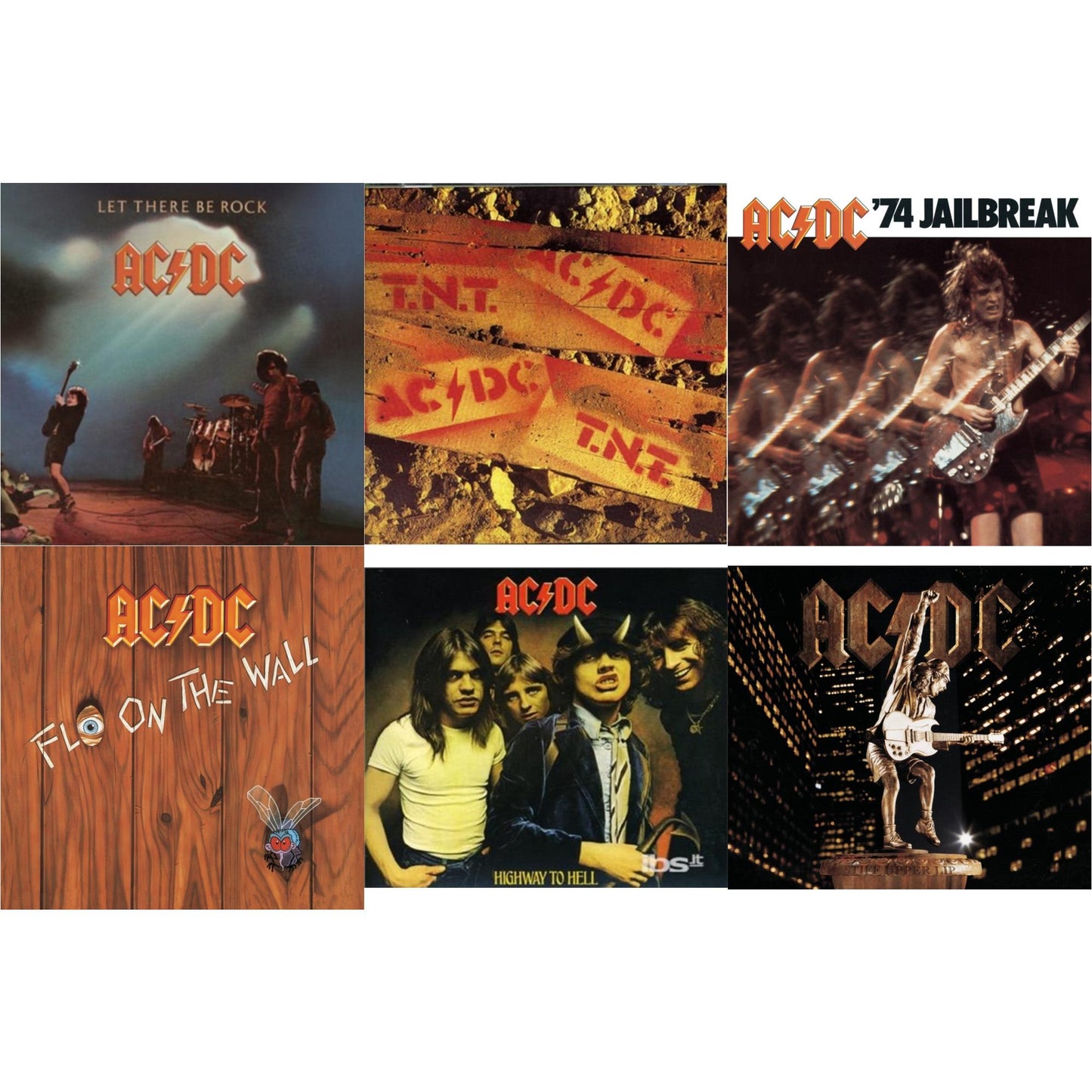 Ac/Dc - 74 Jailbreak & Let There Be Rock & Highway To Hell & Tnt & Stiff Upper Lip & Fly On The Wall - CD Bundle