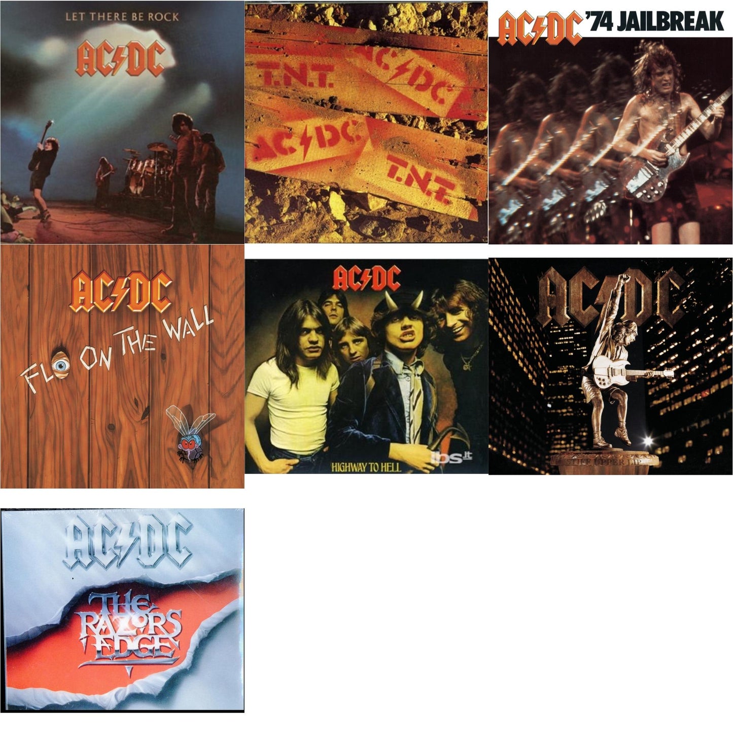 Ac/Dc - 74 Jailbreak & Let There Be Rock & Highway To Hell & Razor's Edge & Tnt & Stiff Upper Lip & Fly On The Wall - CD Bundle