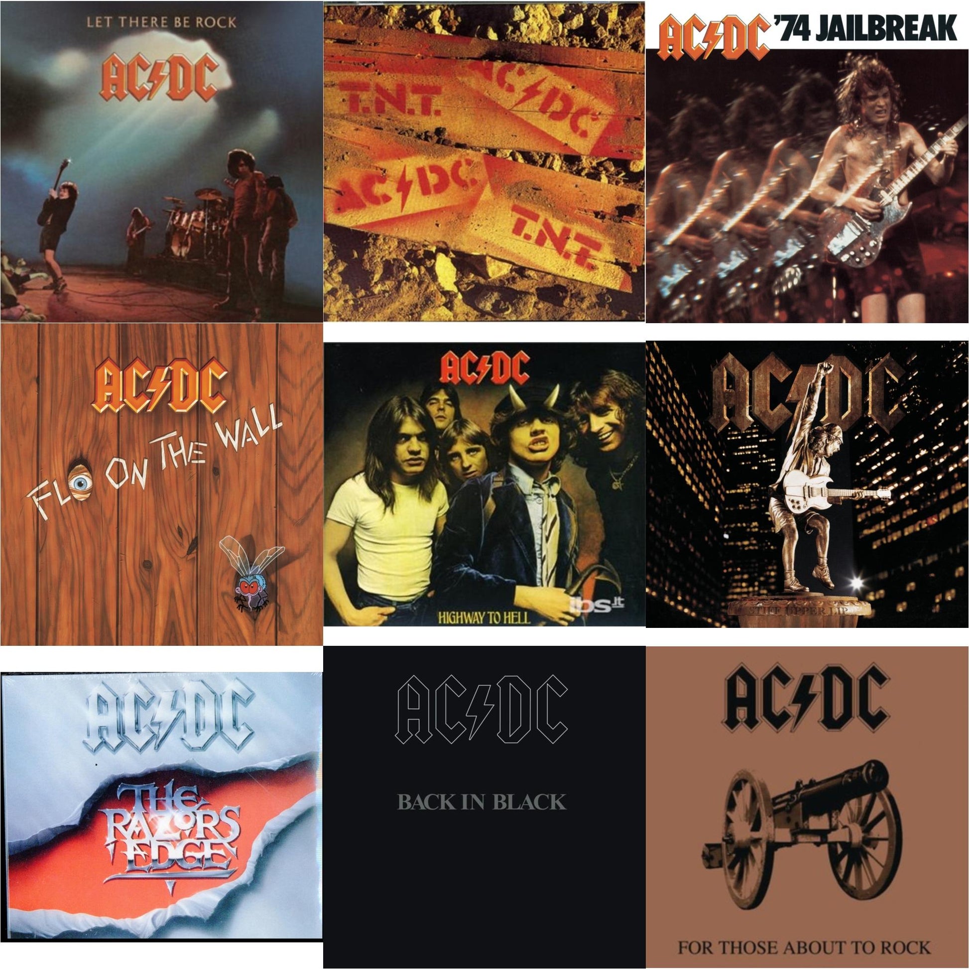 Ac/Dc - 74 Jailbreak & Let There Be Rock & Highway To Hell & Back In Black & For Those About To Rock & Razor's Edge & Tnt & Stiff Upper Lip & Fly On The Wall - CD Bundle