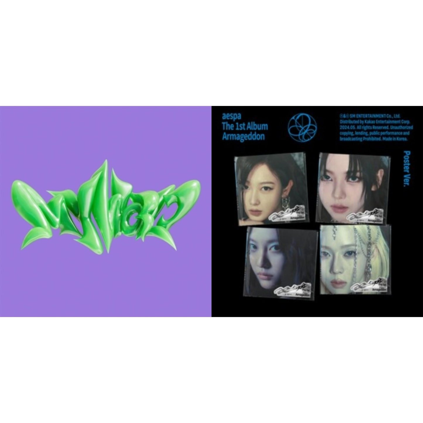 Aespa - Armageddon - 1St Album (Poster Ver.) & My World (3Rd Mini Album/Tabloid Version) - CD Bundle
