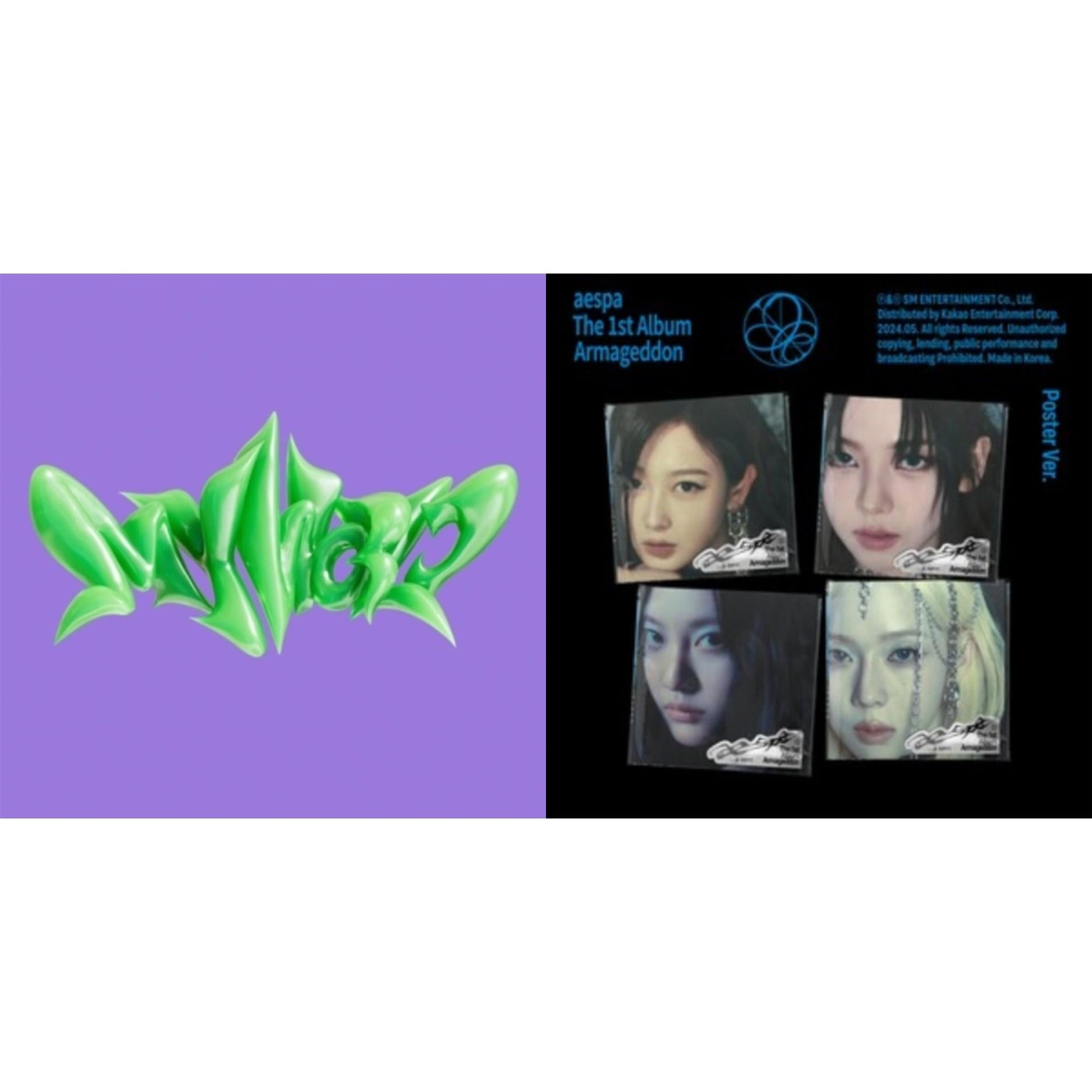 Aespa - Armageddon - 1St Album (Poster Ver.) & My World (3Rd Mini Album/Tabloid Version) - CD Bundle