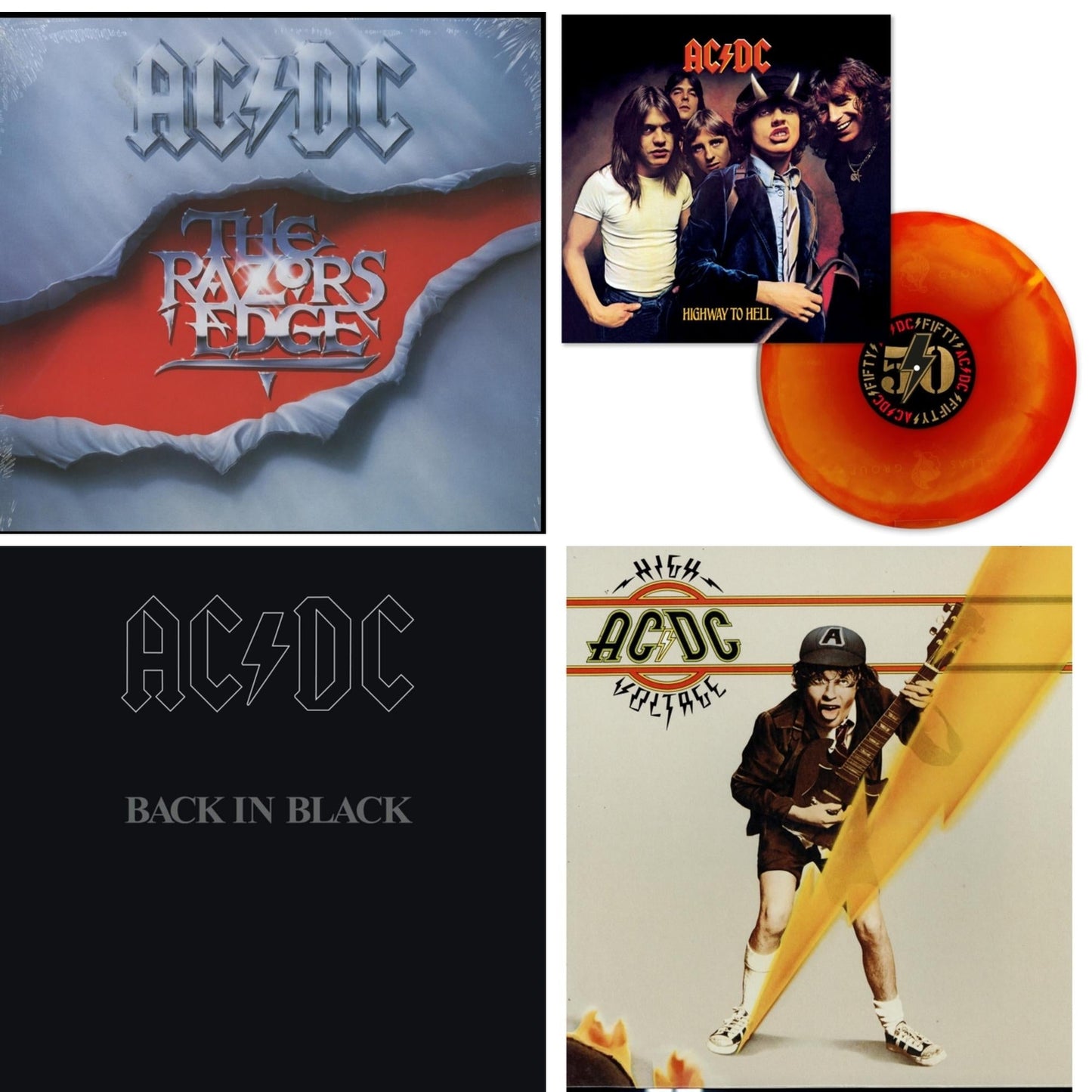 Ac/Dc - Highway To Hell (Orange Blend LP Vinyl) & High Voltage (180G) & Back In Black (180G) & Razor’S Edge (180G)