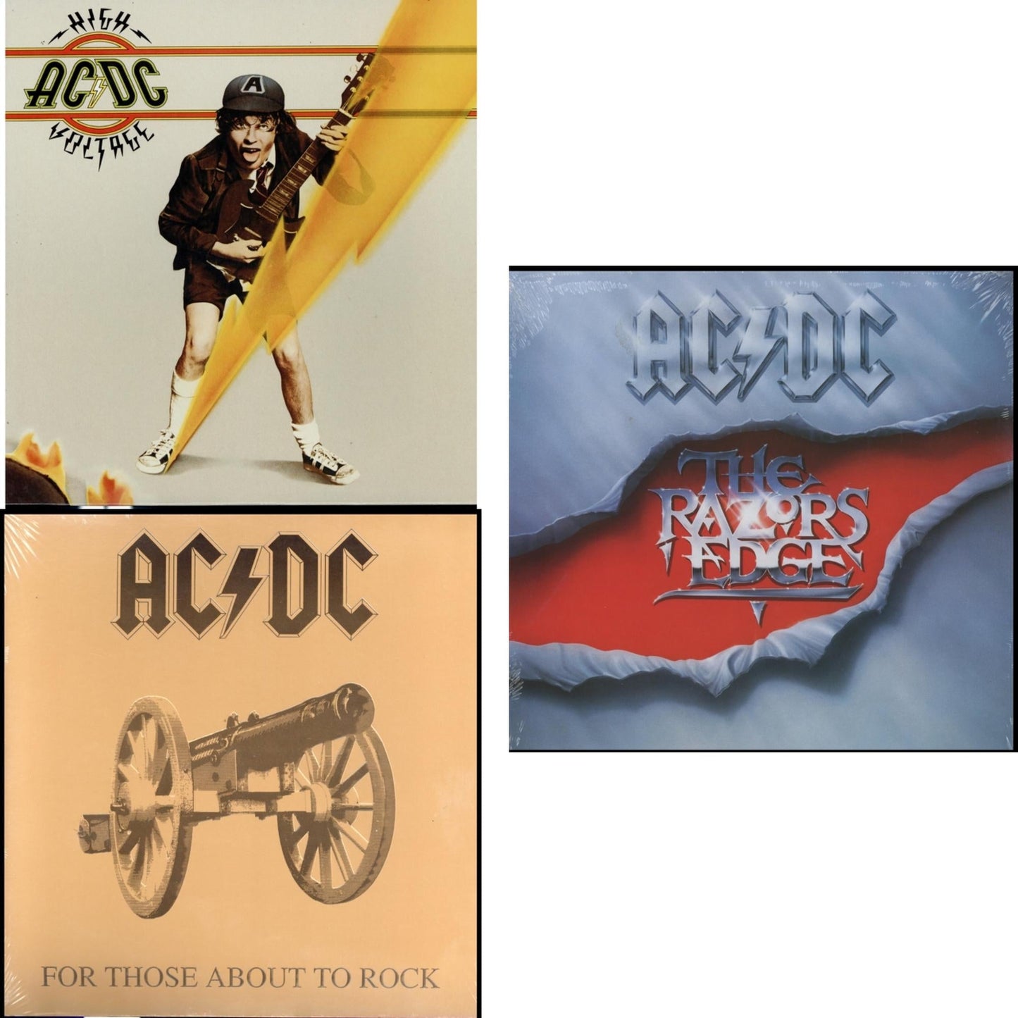 Ac/Dc - High Voltage (180G) & For Those About To Rock (180G) & Razor’S Edge (180G) - LP Vinyl Bundle