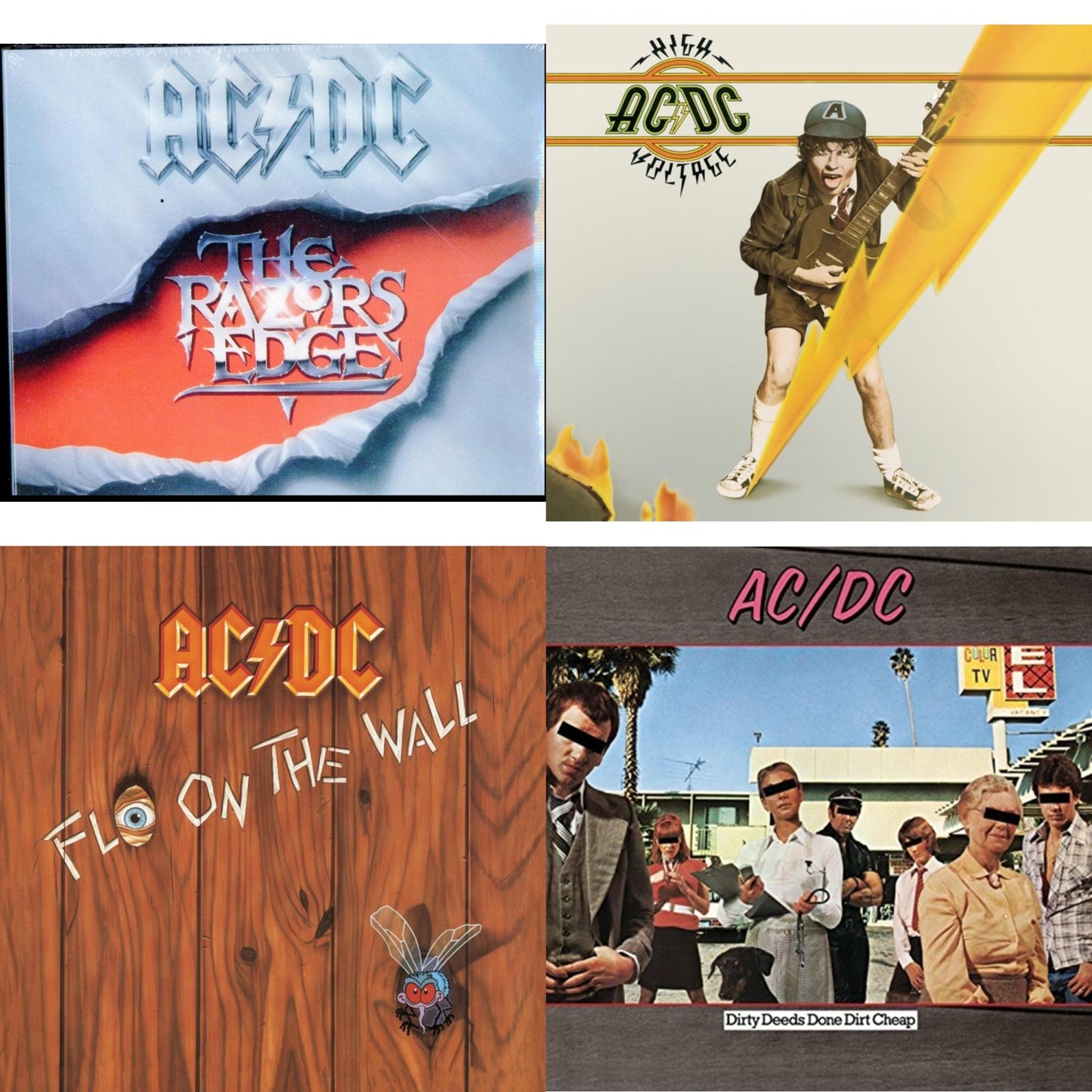 Ac/Dc - High Voltage & Dirty Deeds Done Dirt Cheap & Razor's Edge & Fly On The Wall - CD Bundle