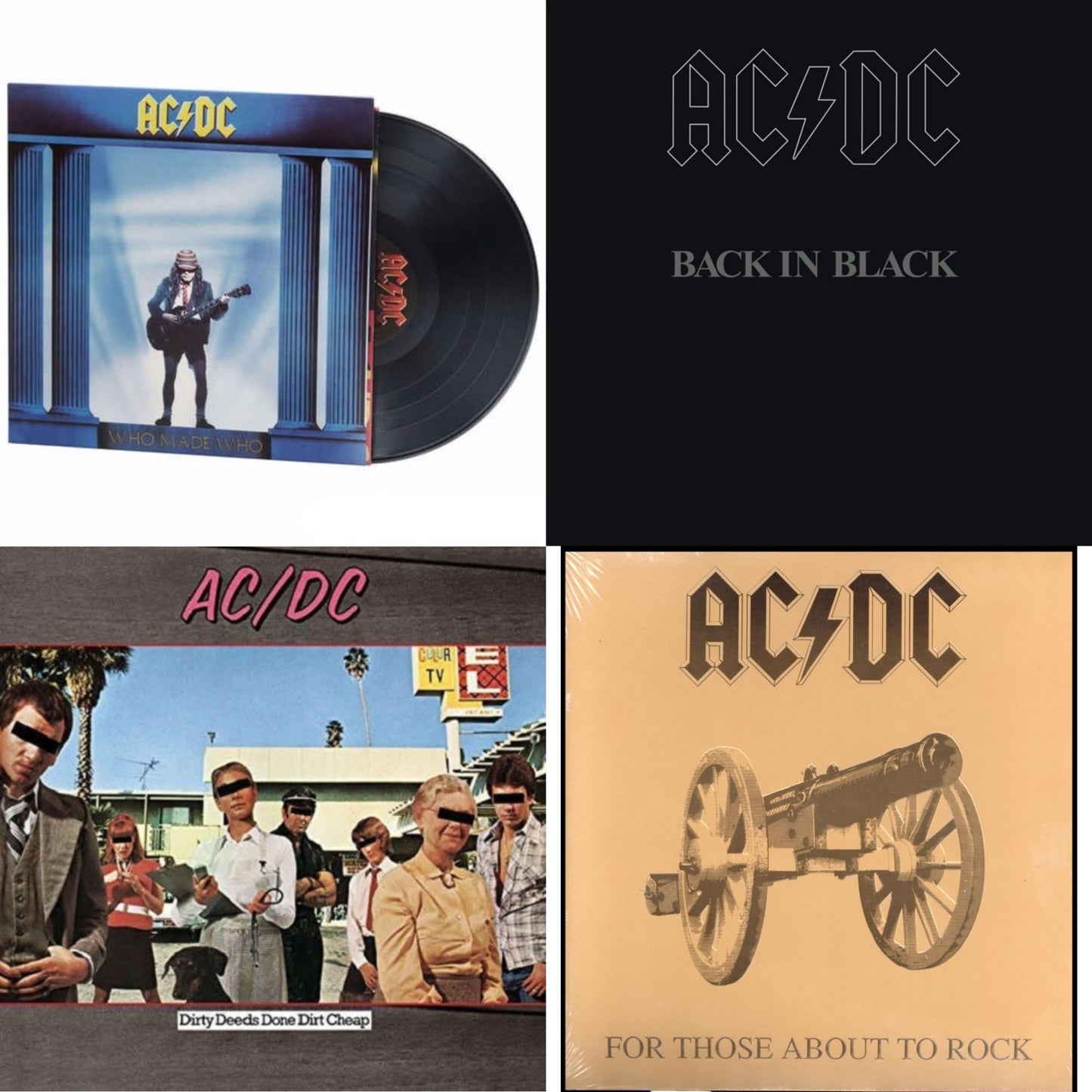 Ac/Dc - Dirty Deeds Done Dirt Cheap (180G) & Back In Black (180G) & For Those About To Rock (180G) & Who Made Who (180G) - LP Vinyl Bundle