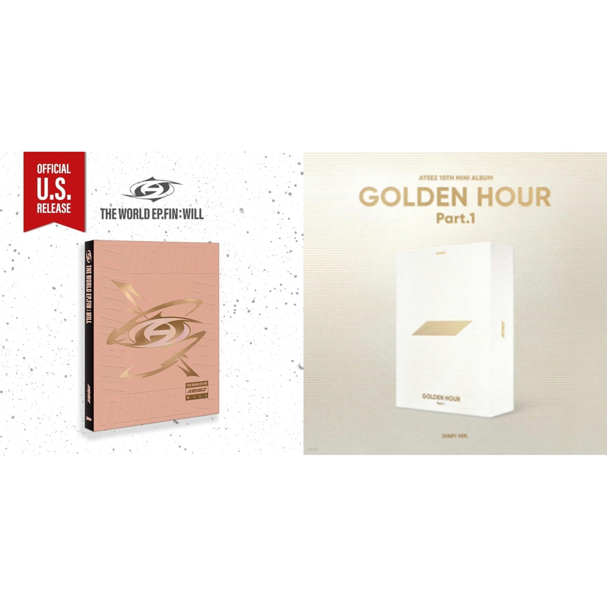 Ateez - World Ep.Fin : Will - (A Ver.) (Us Basic) & Golden Hour: Part.1 (Diary Ver.) - CD Bundle