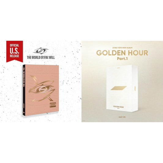Ateez - World Ep.Fin : Will - (A Ver.) (Us Basic) & Golden Hour: Part.1 (Diary Ver.) - CD Bundle