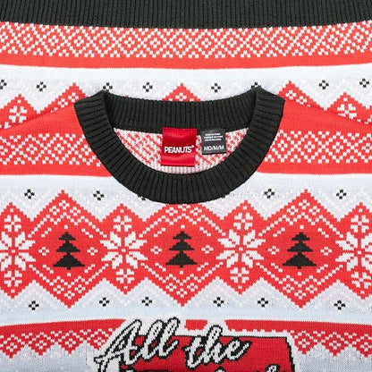 Peanuts House Snoopy and Woodstock All The Trimmings Adult Ugly Christmas Sweater