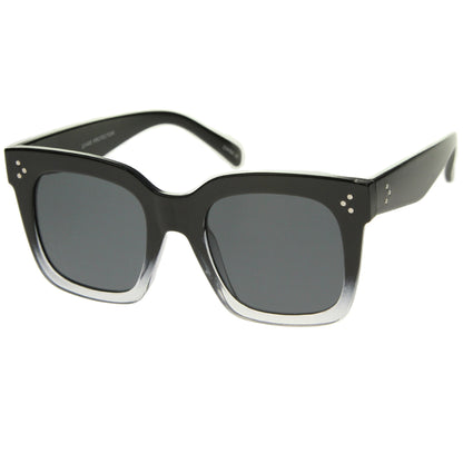 Bold Oversize Flat Mirror Lens Square Frame Horn Rimmed Sunglasses 50mm - A100