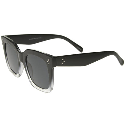 Bold Oversize Flat Mirror Lens Square Frame Horn Rimmed Sunglasses 50mm - A100