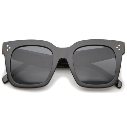 Bold Oversize Flat Mirror Lens Square Frame Horn Rimmed Sunglasses 50mm - A100