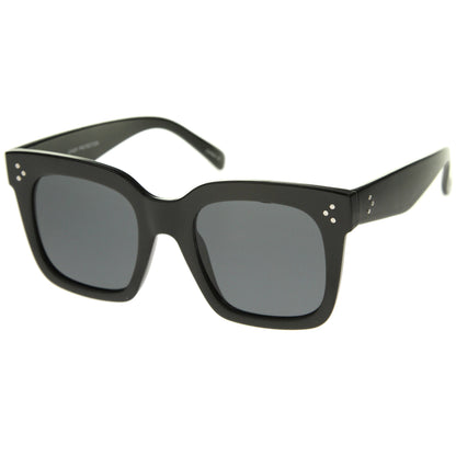 Bold Oversize Flat Mirror Lens Square Frame Horn Rimmed Sunglasses 50mm - A100