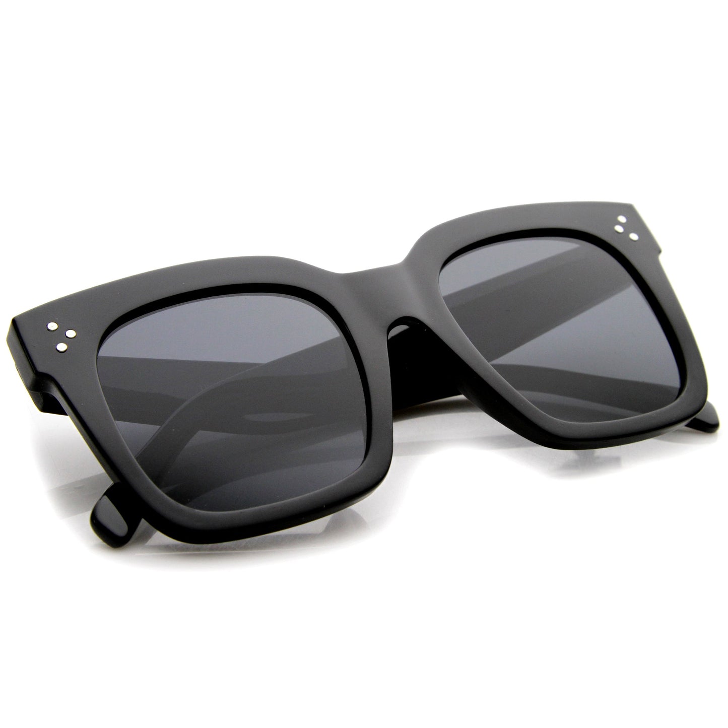 Bold Oversize Flat Mirror Lens Square Frame Horn Rimmed Sunglasses 50mm - A100