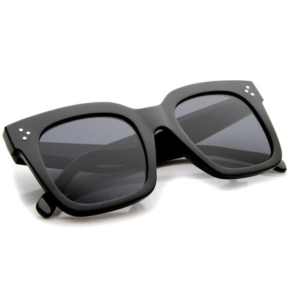 Bold Oversize Flat Mirror Lens Square Frame Horn Rimmed Sunglasses 50mm - A100