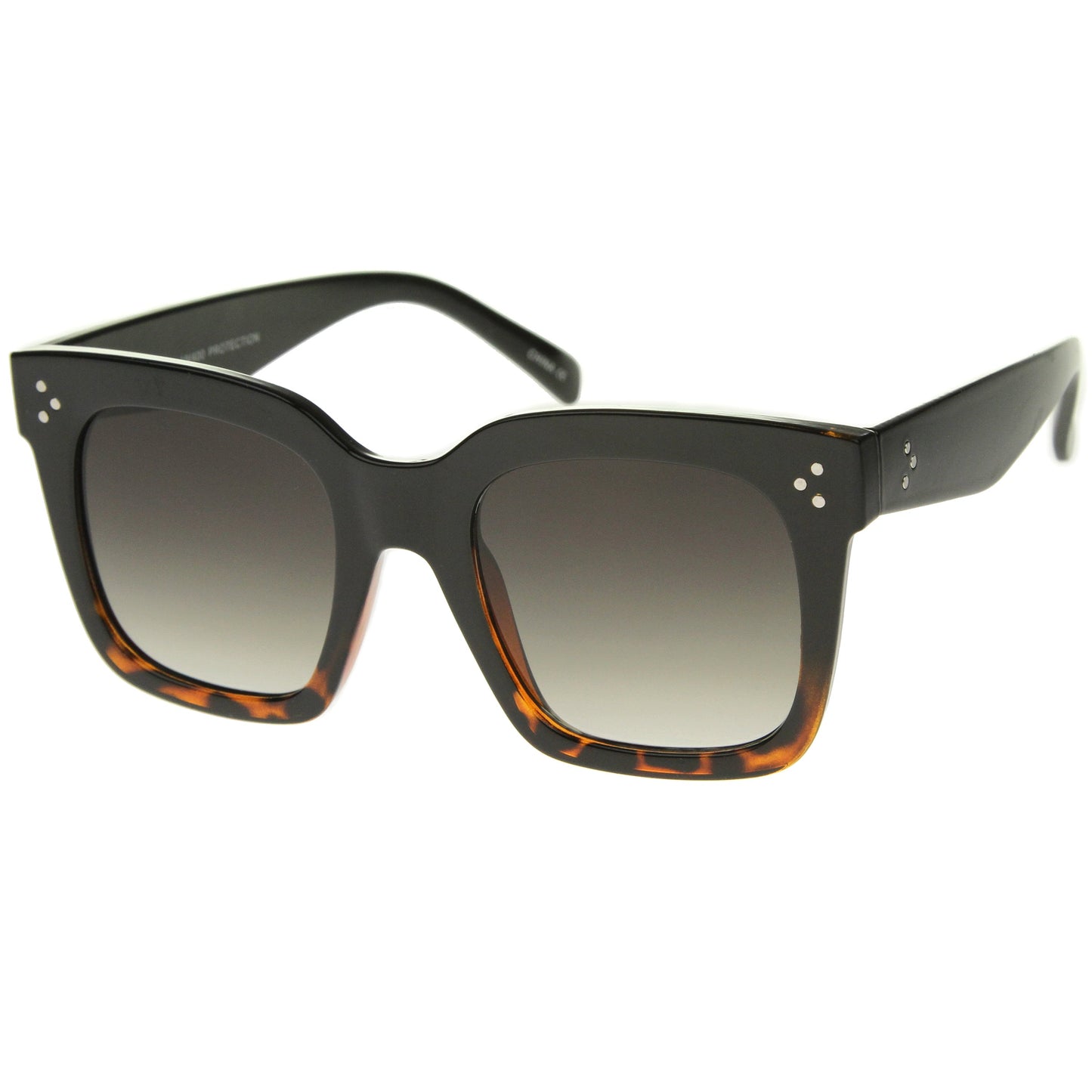 Bold Oversize Flat Mirror Lens Square Frame Horn Rimmed Sunglasses 50mm - A100