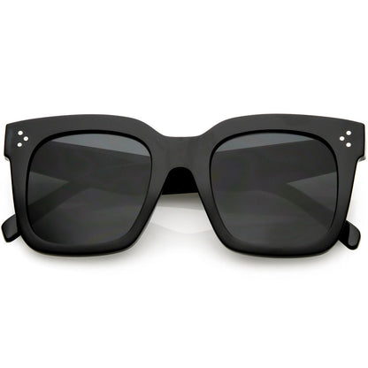 Bold Oversize Flat Mirror Lens Square Frame Horn Rimmed Sunglasses 50mm - A100