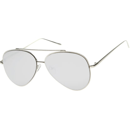 Retro Modern Mirrored Flat Lens Metal Aviator Sunglasses A318