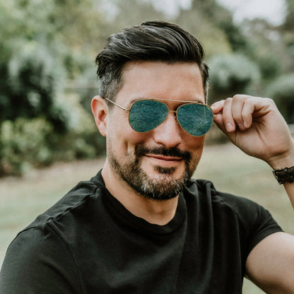Retro Modern Mirrored Flat Lens Metal Aviator Sunglasses A318