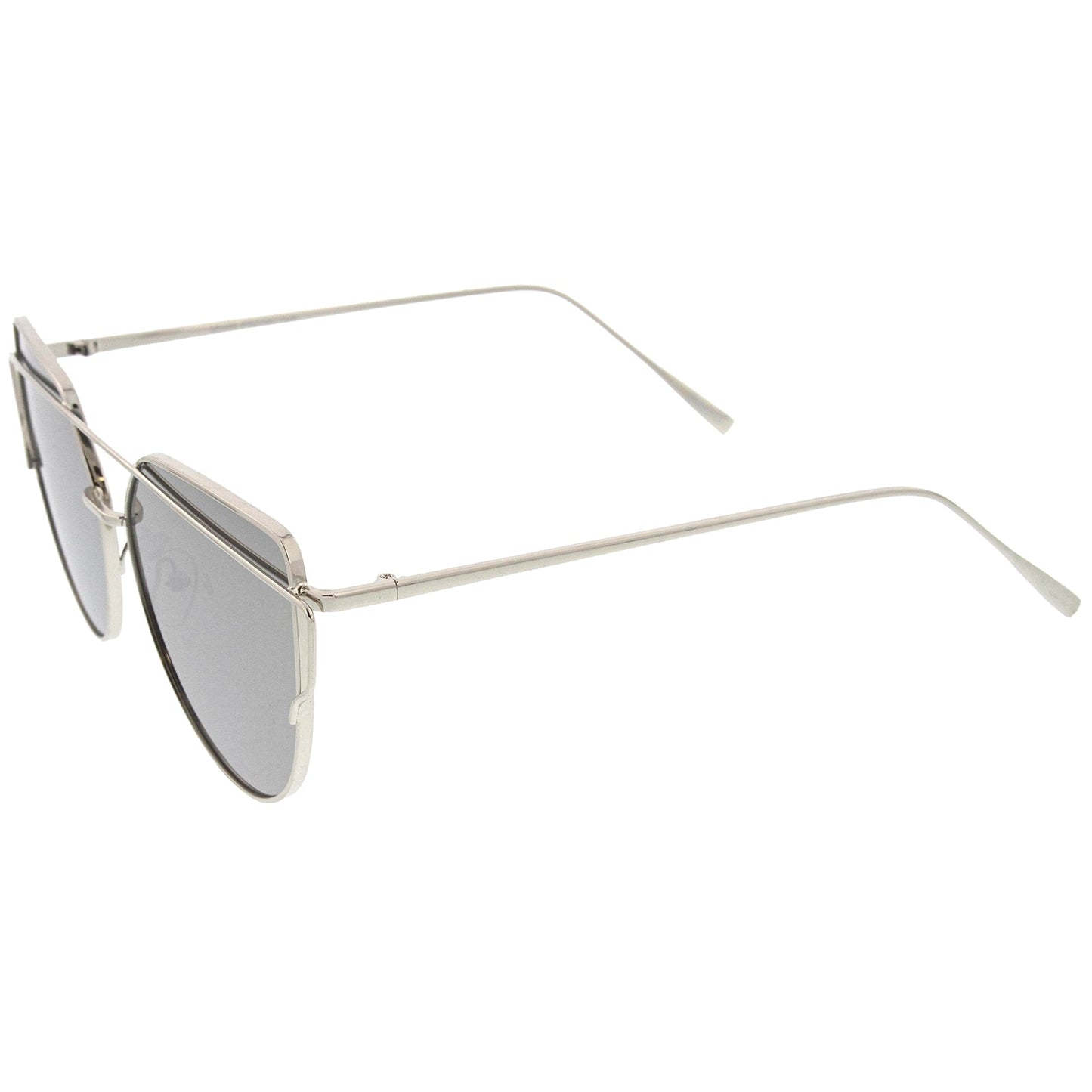 Oversize Thin Cross Brow Mirrored Flat Lens Sunglasses A545