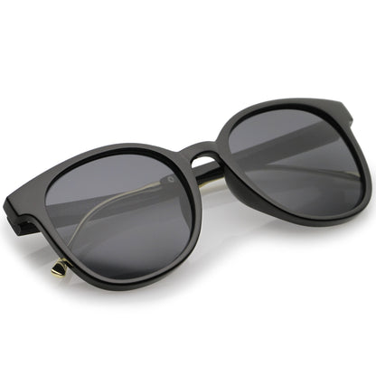 Casual Metal Temple Square Lens Horn Rimmed Sunglasses A750