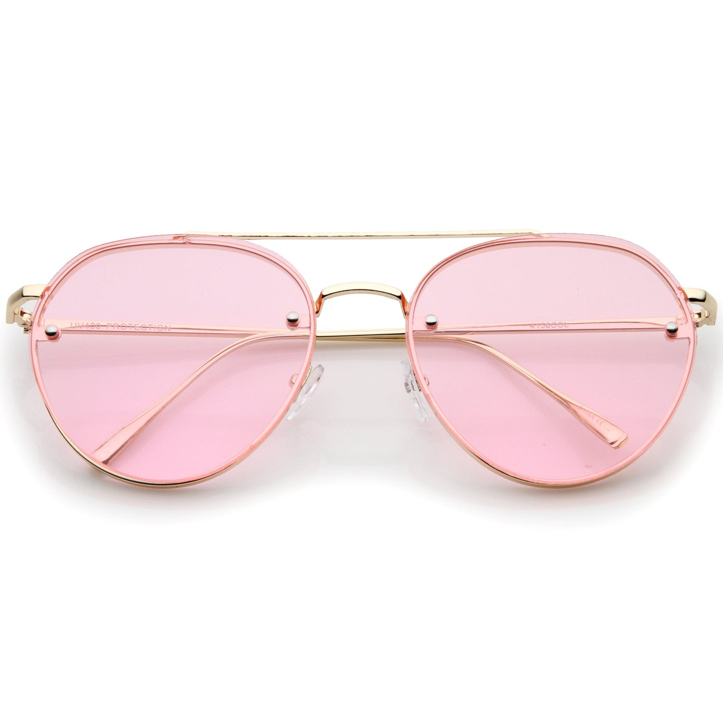 Retro Modern Rimless Flat Color Lens Aviator Sunglasses A826