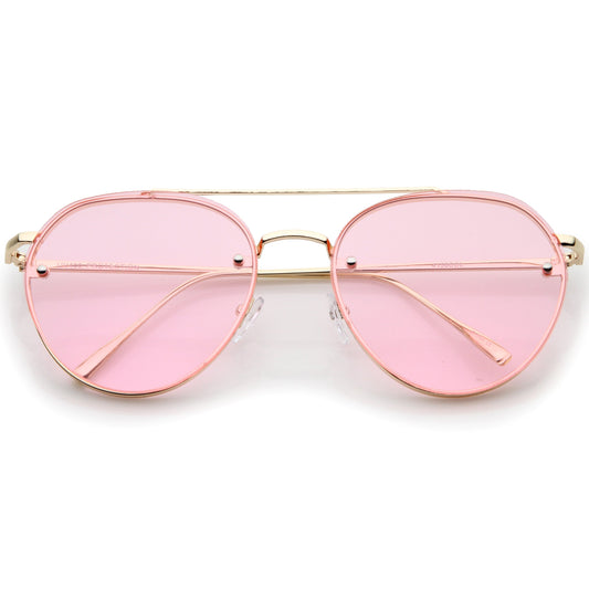 Retro Modern Rimless Flat Color Lens Aviator Sunglasses A826