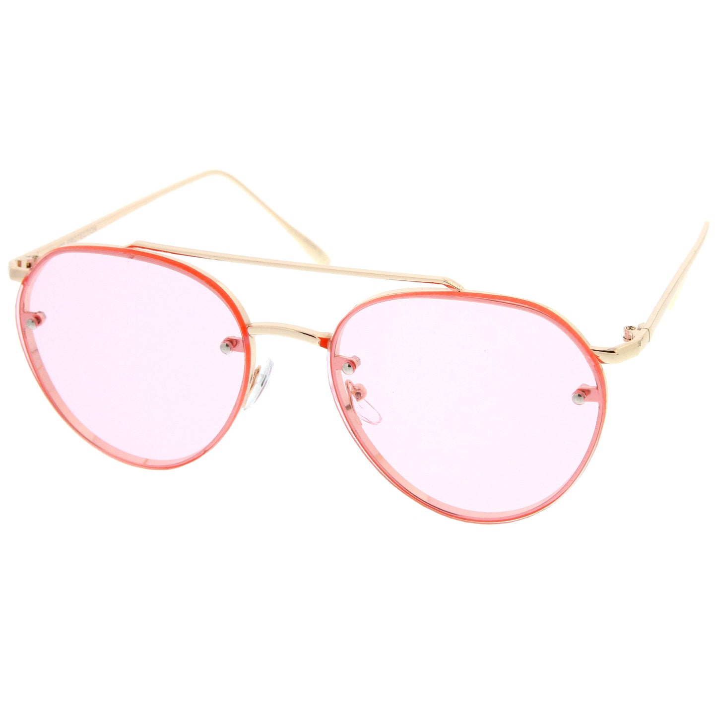 Retro Modern Rimless Flat Color Lens Aviator Sunglasses A826