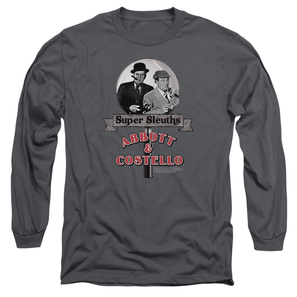 Abbott & Costello Super Sleuths Mens Long Sleeve Shirt Charcoal Officially Licensed
