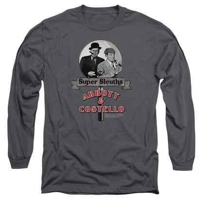 Abbott & Costello Super Sleuths Mens Long Sleeve Shirt Charcoal Officially Licensed