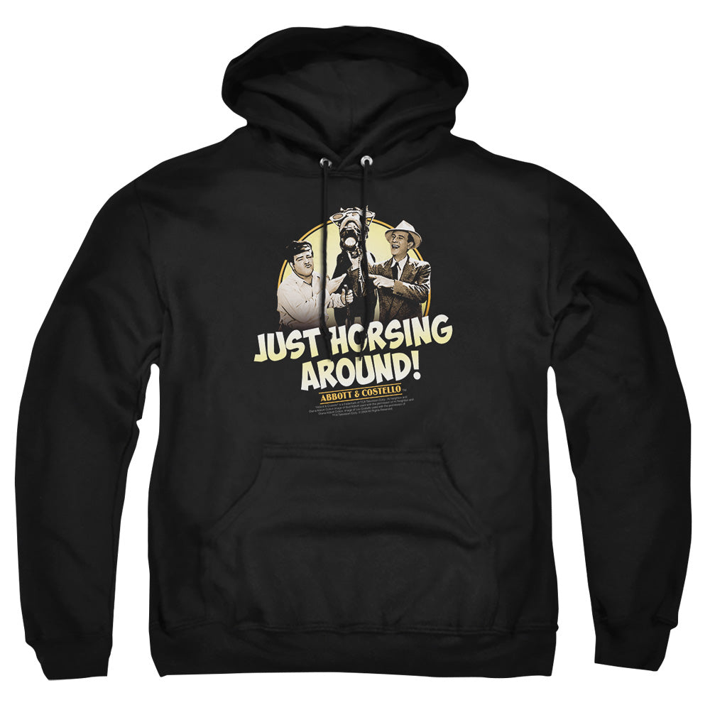 Abbott & Costello Horsing Around Mens Hoodie Black Officially Licensed