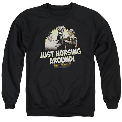 Abbott & Costello Horsing Around Mens Crewneck Sweatshirt Black