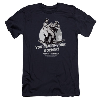 Abbott & Costello Off Your Rocker Premium Bella Canvas Slim Fit Mens T Shirt Navy