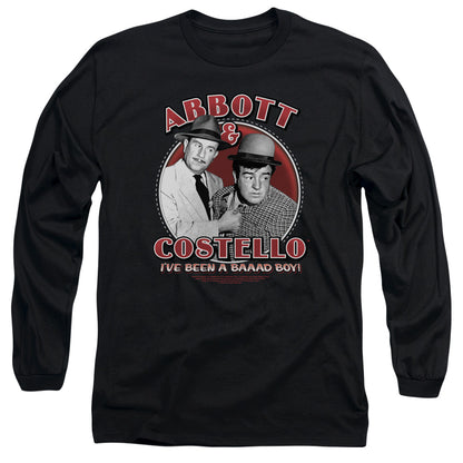 Abbott & Costello Bad Boy Mens Long Sleeve Shirt Black Officially Licensed
