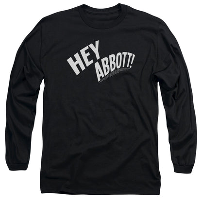 Abbott & Costello Hey Abbott Mens Long Sleeve Shirt Black Officially Licensed