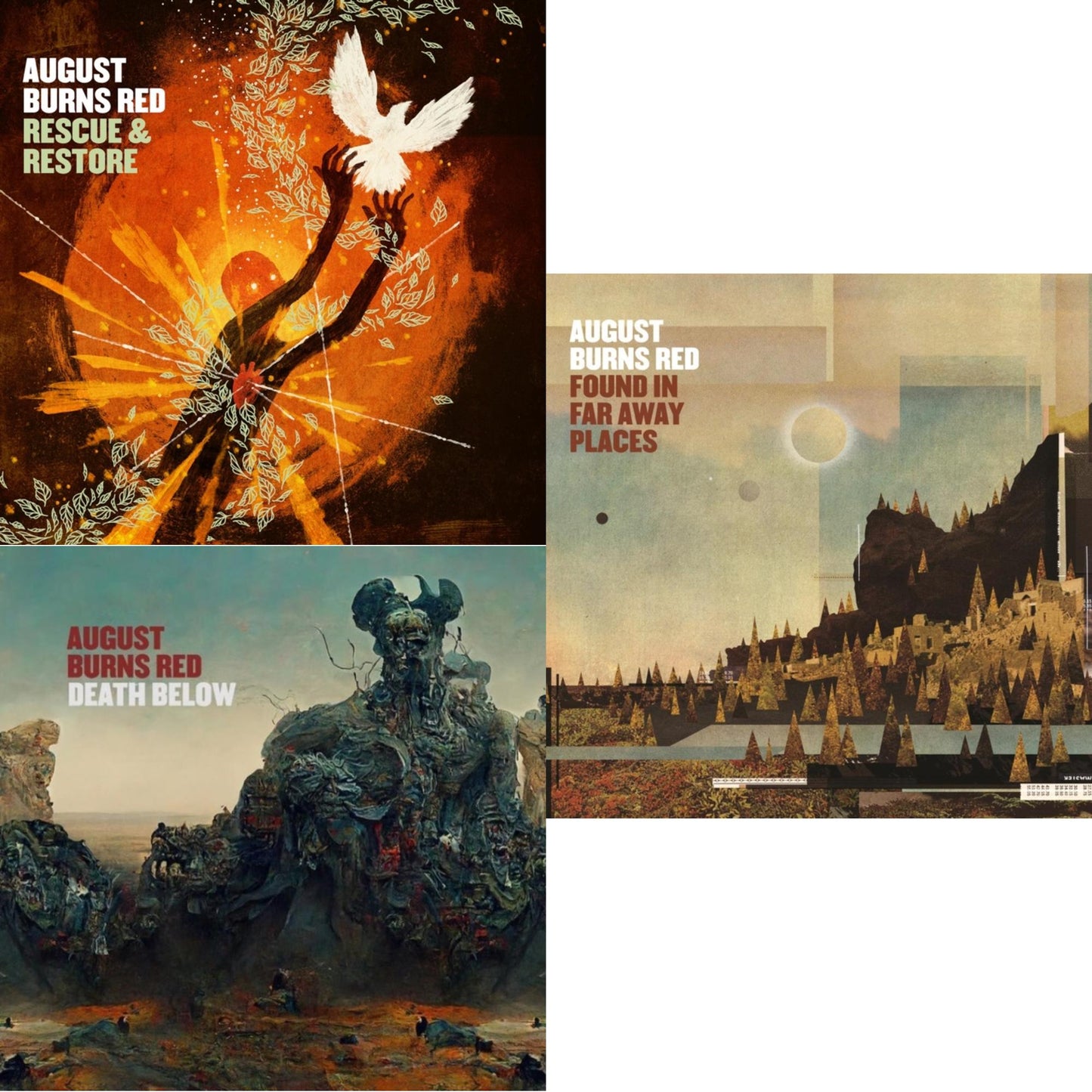 August Burns Red - Rescue & Restore & Death Below (Sun Wave LP Vinyl) & Found In Far Away Places (Bone LP Vinyl)