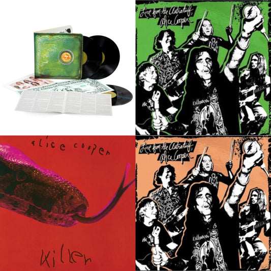 Alice Cooper - Live From The Astroturf (Glow-In-The-Dark LP Vinyl/DVD) & Live From The Astroturf (Apricoot LP Vinyl/DVD) & Billion Dollar Babies (50Th Anniversary/Deluxe/3LP) & Killer (Expanded & Remastered/3LP)