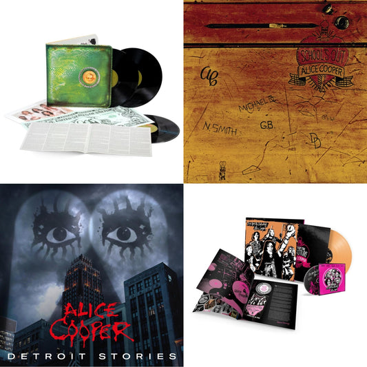 Alice Cooper - Detroit Stories (2LP) & Live From The Astroturf (Apricoot LP Vinyl/DVD) & Billion Dollar Babies (50Th Anniversary/Deluxe/3LP) & School's Out (Expanded & Remastered/3LP)