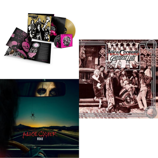 Alice Cooper - Live From The Astroturf (Gold LP Vinyl/DVD) & Road (Orange Marbled Vinyl/2LP/DVD) & Alice Cooper's Greatest Hits (180G/Limited Anniversary Edition)